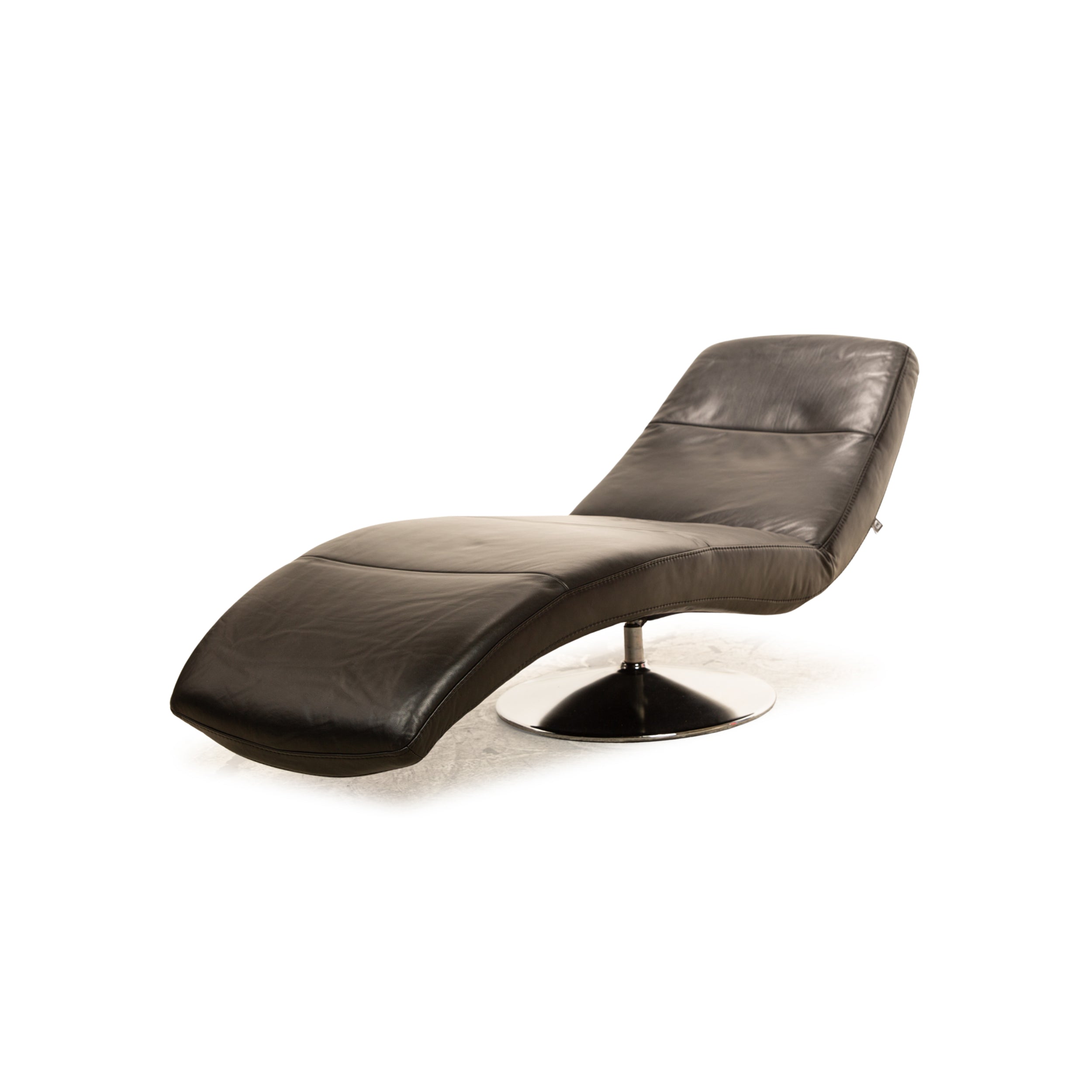 Ewald Schillig Chaise longue en cuir Silence noir, fonction pivotante