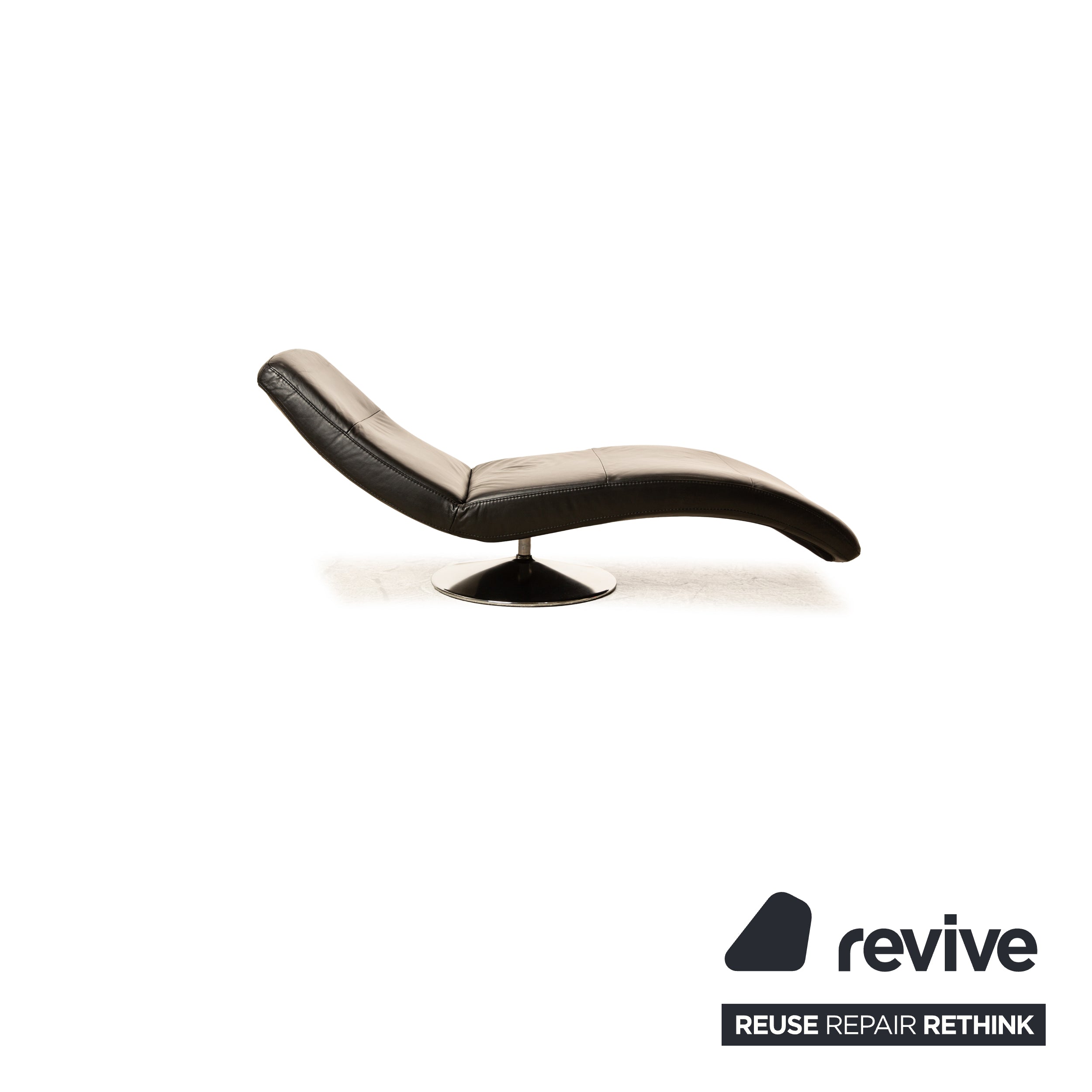 Ewald Schillig Chaise longue en cuir Silence noir, fonction pivotante