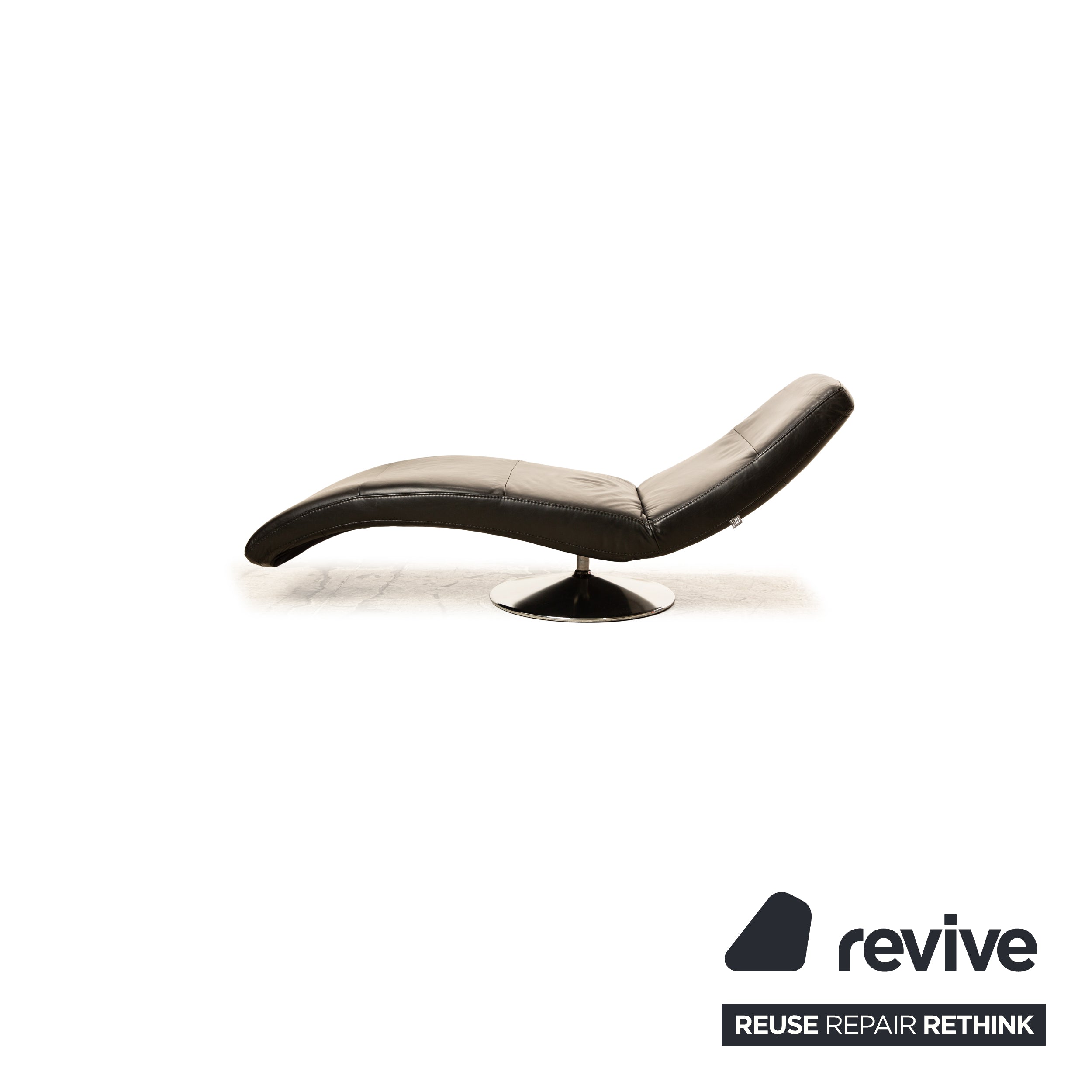 Ewald Schillig Chaise longue en cuir Silence noir, fonction pivotante