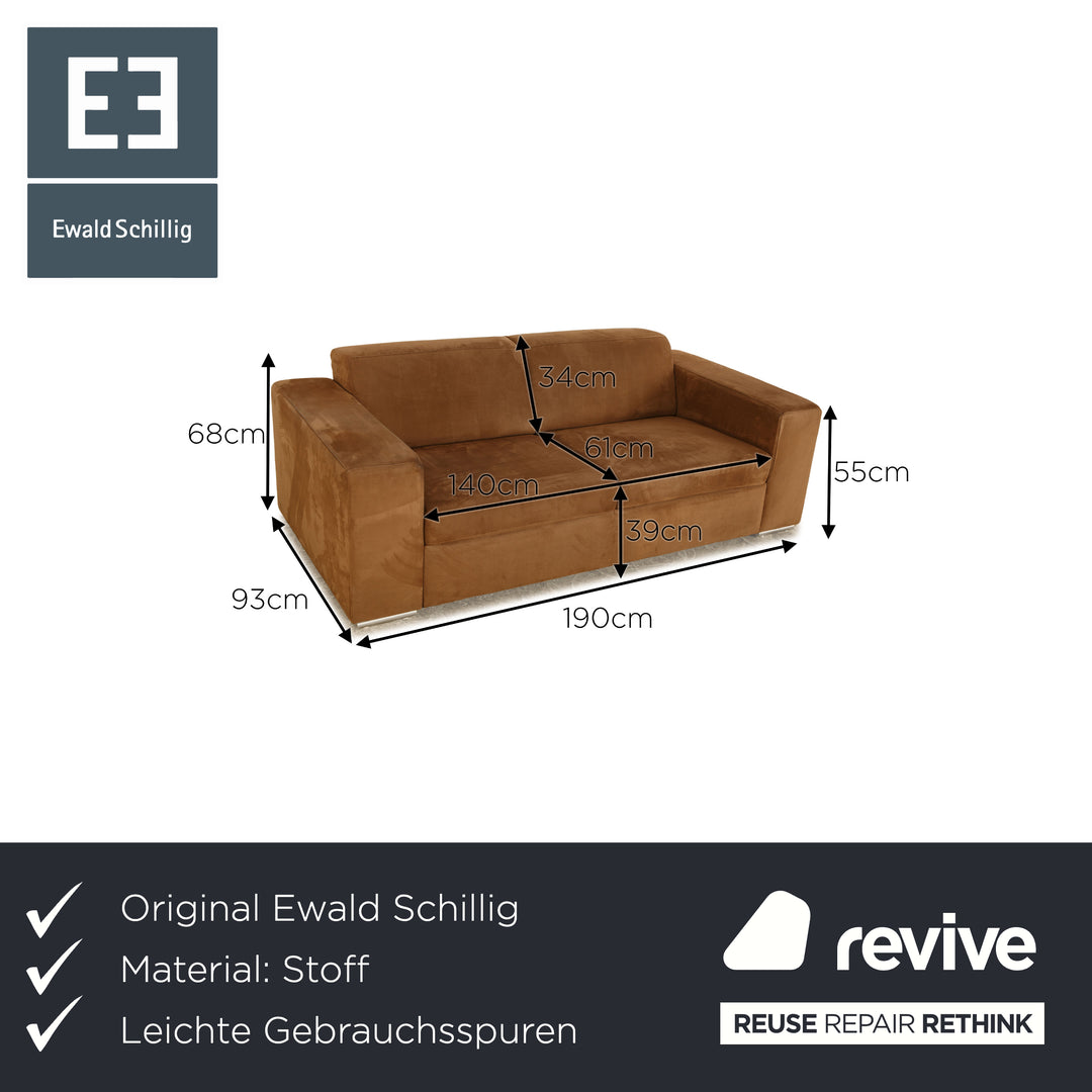 Ewald Schillig Fabric Three Seater Brown Sofa Couch