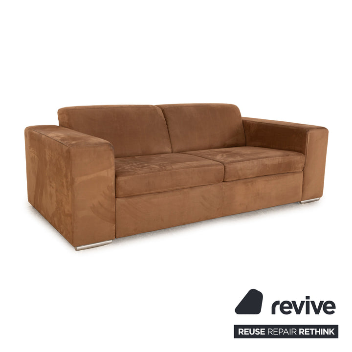 Ewald Schillig Fabric Three Seater Brown Sofa Couch