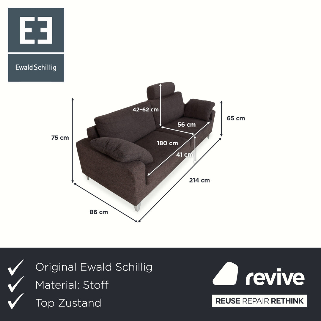 Ewald Schillig Stoff Dreisitzer Braun Grau Sofa Couch