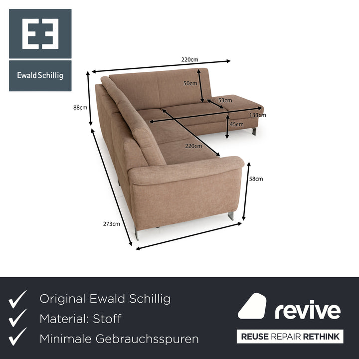 Ewald Schillig Stoff Ecksofa Beige elektrische und manuelle Funktion