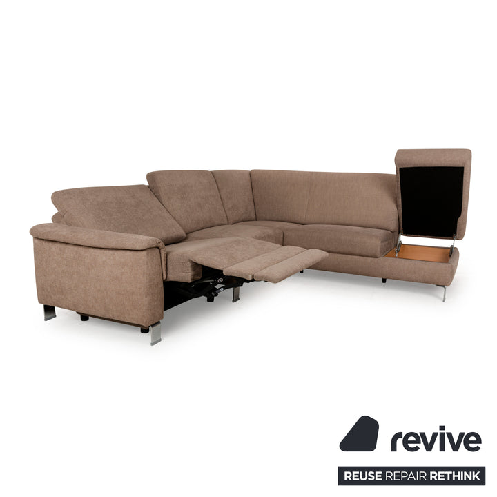 Ewald Schillig Stoff Ecksofa Beige elektrische und manuelle Funktion