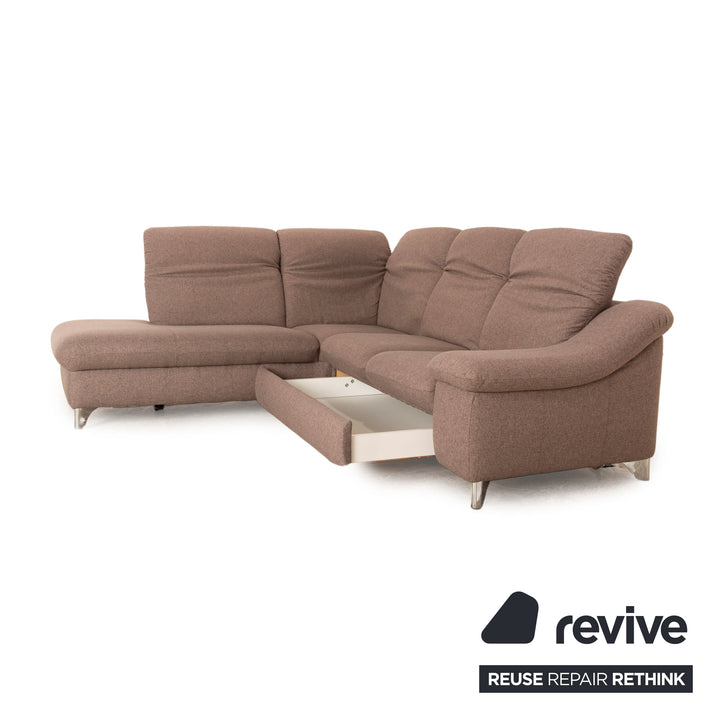 Ewald Schillig Stoff Ecksofa Grau Beige Recamiere Links Sofa Couch manuelle Funktion Staufach