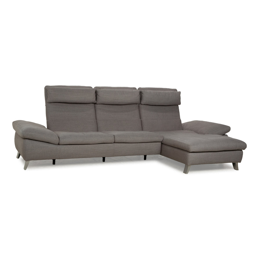 Canapé d'angle en tissu gris Ewald Schillig, méridienne droite, fonction manuelle