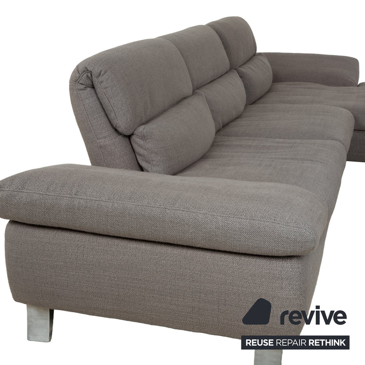Canapé d'angle en tissu gris Ewald Schillig, méridienne droite, fonction manuelle