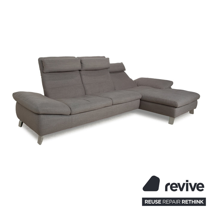 Canapé d'angle en tissu gris Ewald Schillig, méridienne droite, fonction manuelle