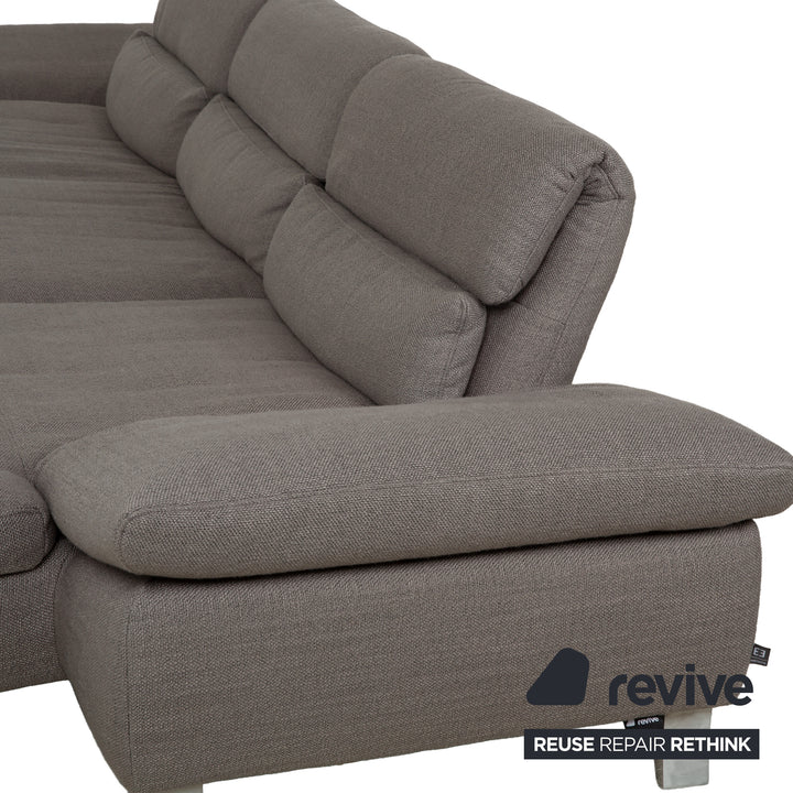 Canapé d'angle en tissu gris Ewald Schillig, méridienne droite, fonction manuelle
