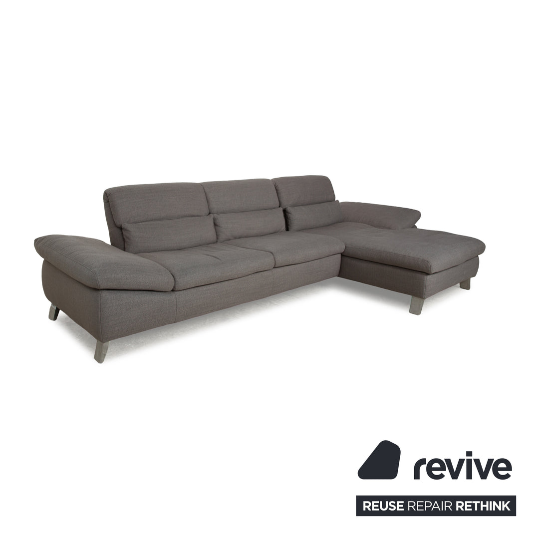 Ewald Schillig Stoff Ecksofa Grau Recamiere rechts Sofa Couch manuelle Funktion