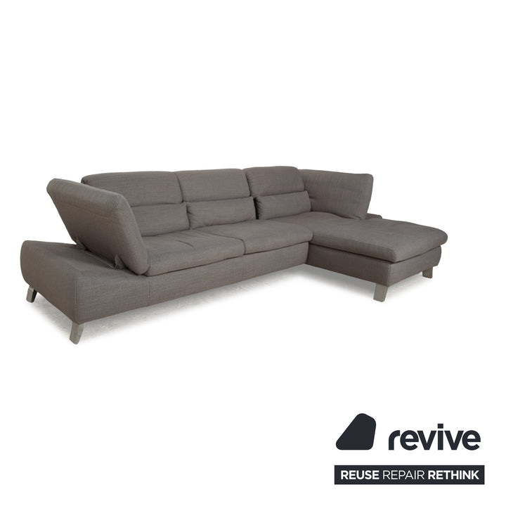 Canapé d'angle en tissu gris Ewald Schillig, méridienne droite, fonction manuelle