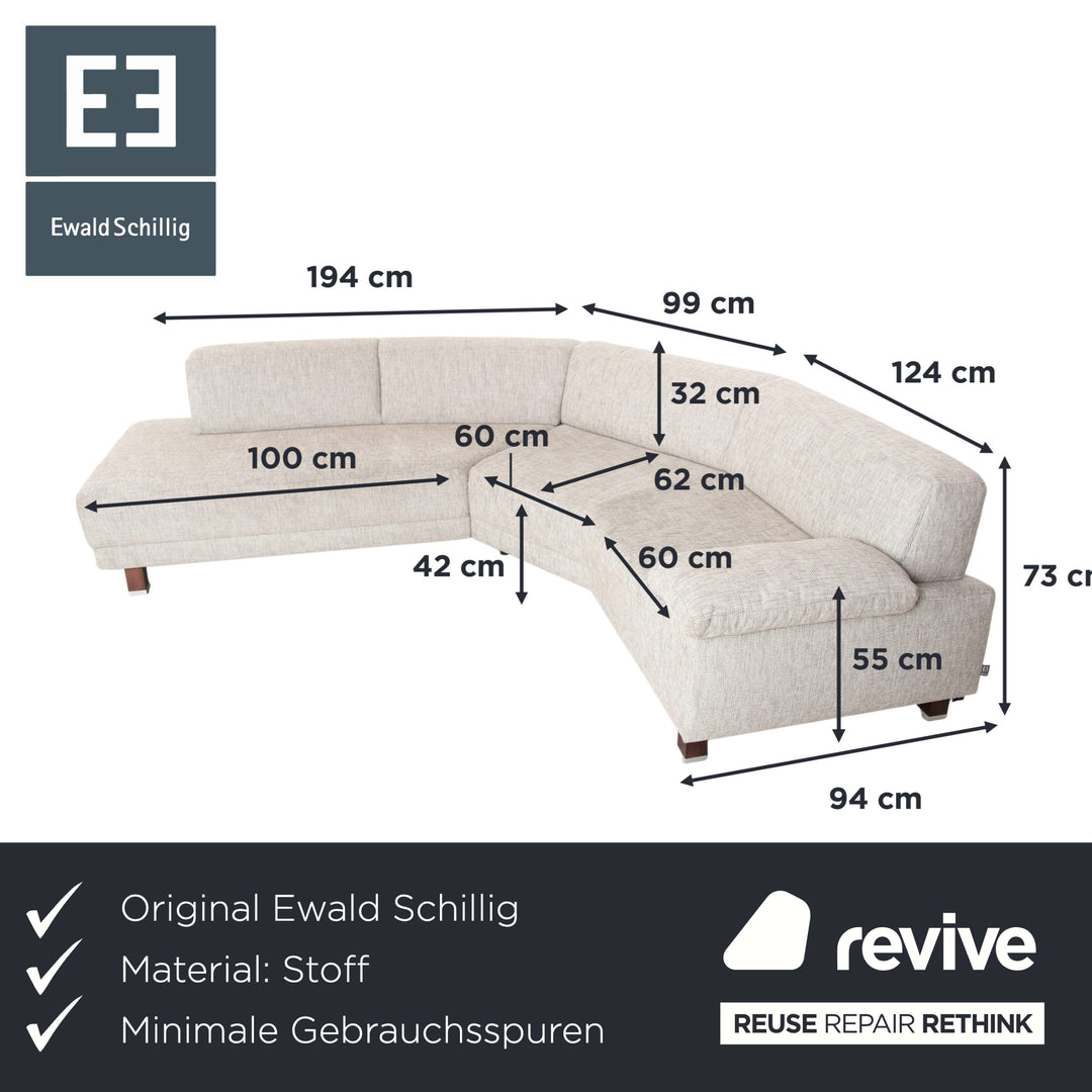Ewald Schillig Stoff Ecksofa Hellgrau Beige Sofa Couch