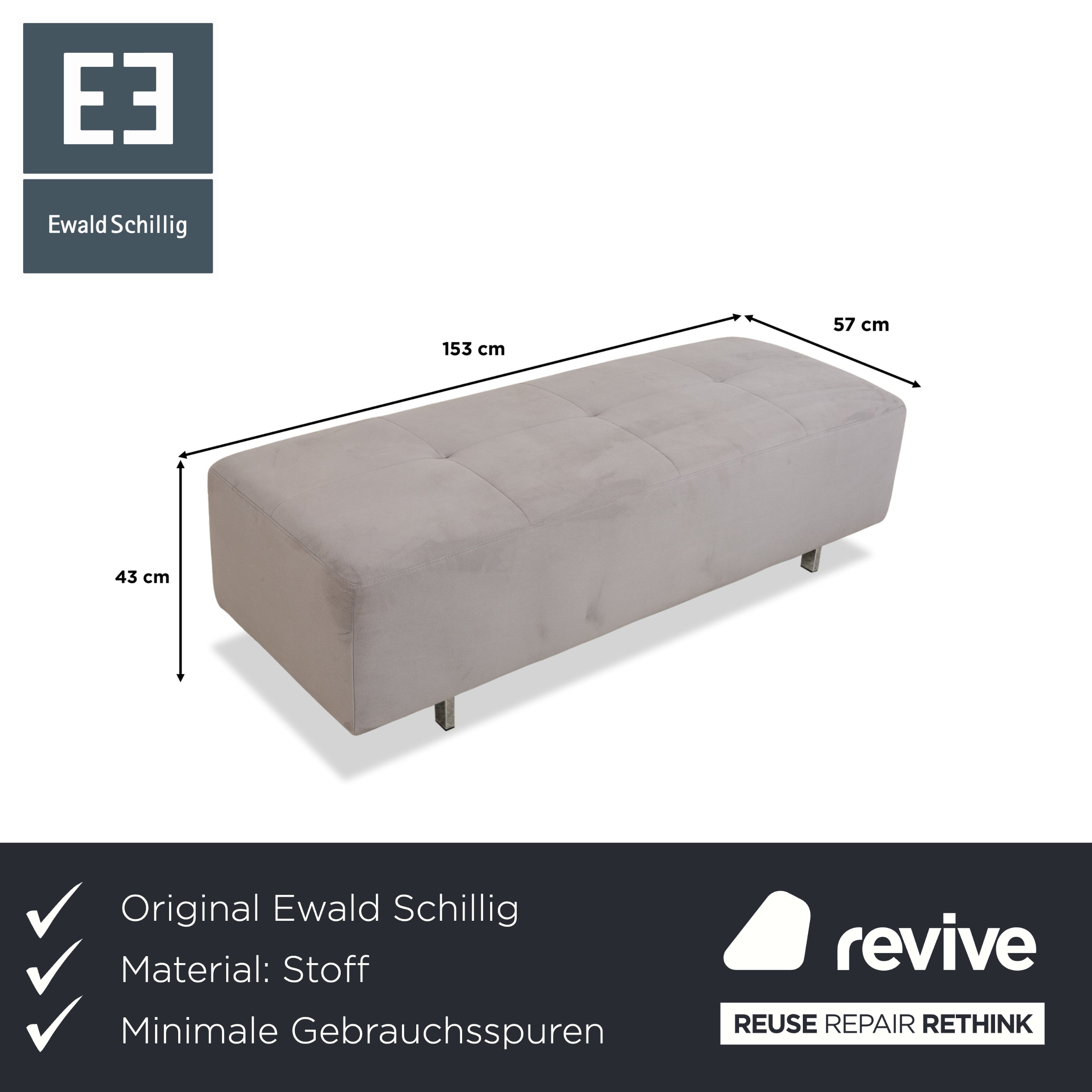 Tabouret en tissu gris Ewald Schillig