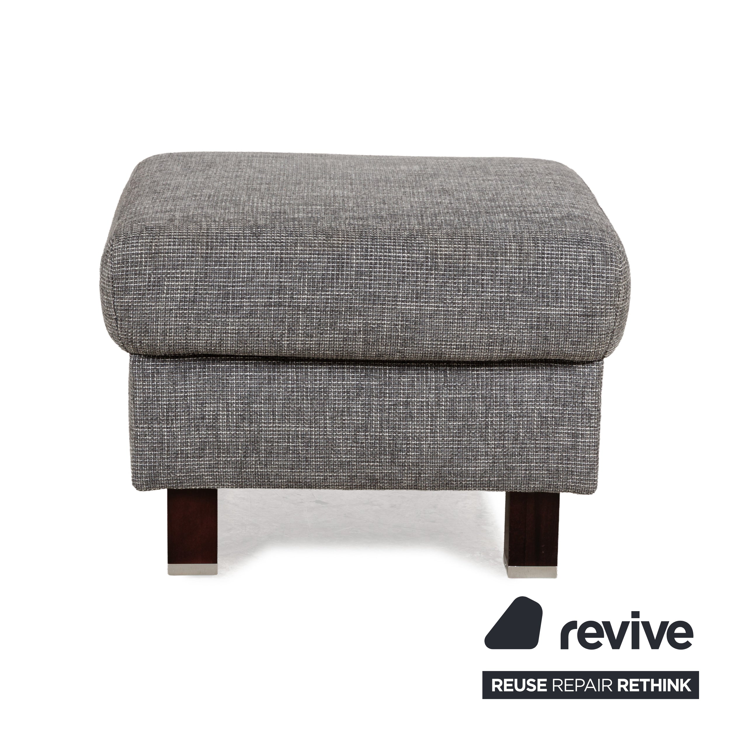 Ewald Schillig Stoff Sofa Garnitur Grau Ecksofa Couch Hocker
