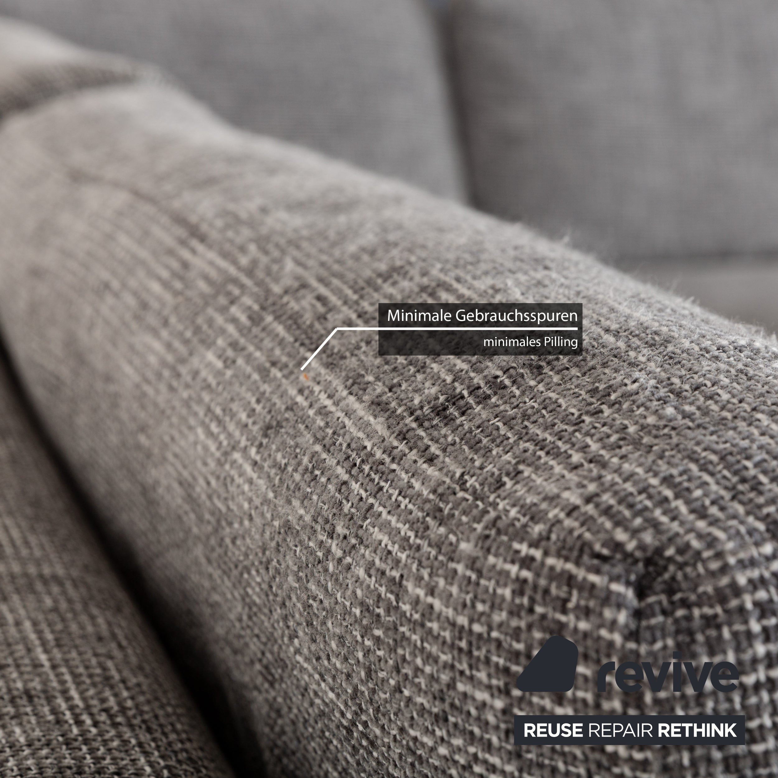 Ewald Schillig Stoff Sofa Garnitur Grau Ecksofa Couch Hocker