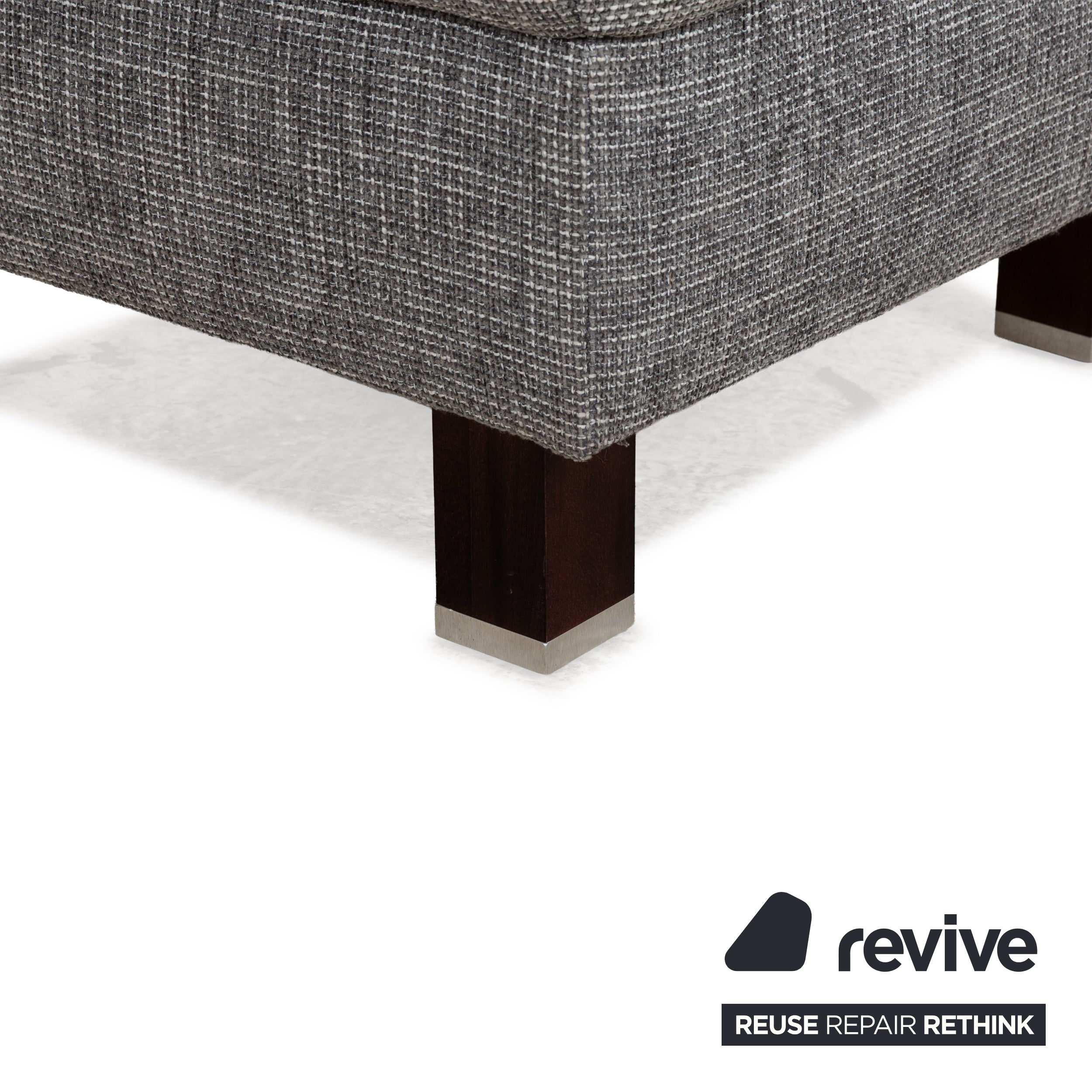 Ewald Schillig Stoff Sofa Garnitur Grau Ecksofa Couch Hocker