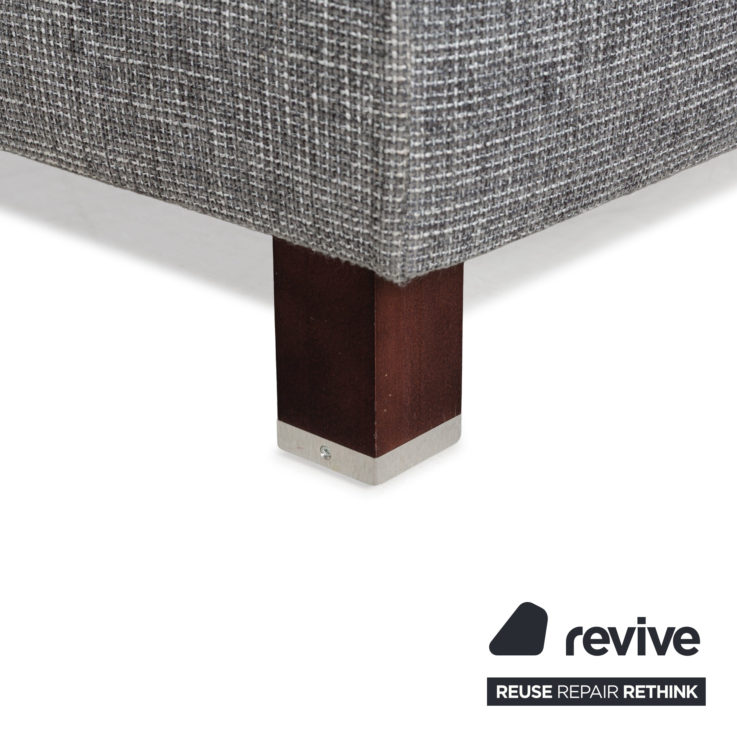 Ewald Schillig Stoff Sofa Garnitur Grau Ecksofa Couch Hocker
