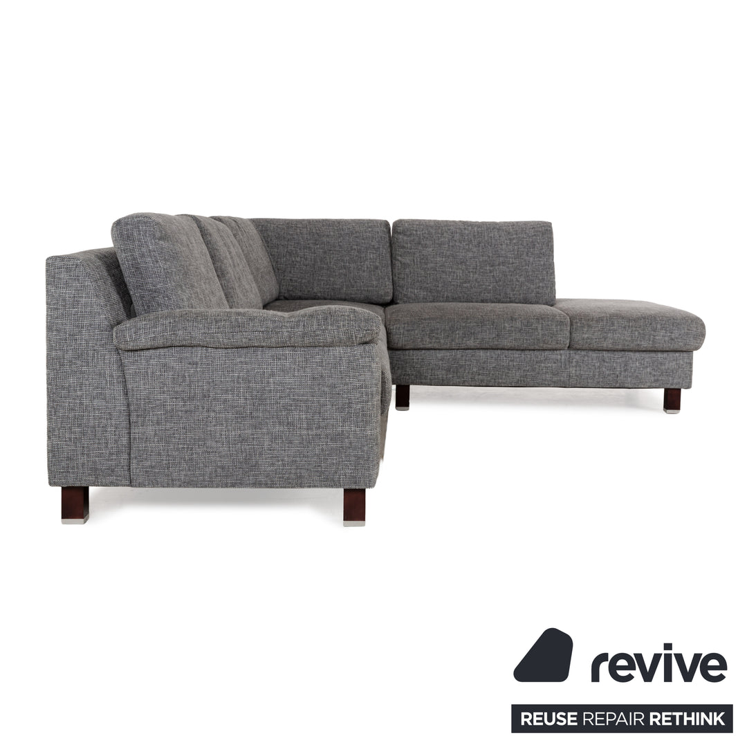 Ewald Schillig Stoff Sofa Garnitur Grau Ecksofa Couch Hocker