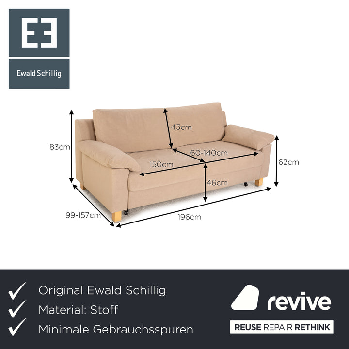 Ewald Schillig Stoff Zweisitzer Beige manuelle Funktion Schlaffunktion