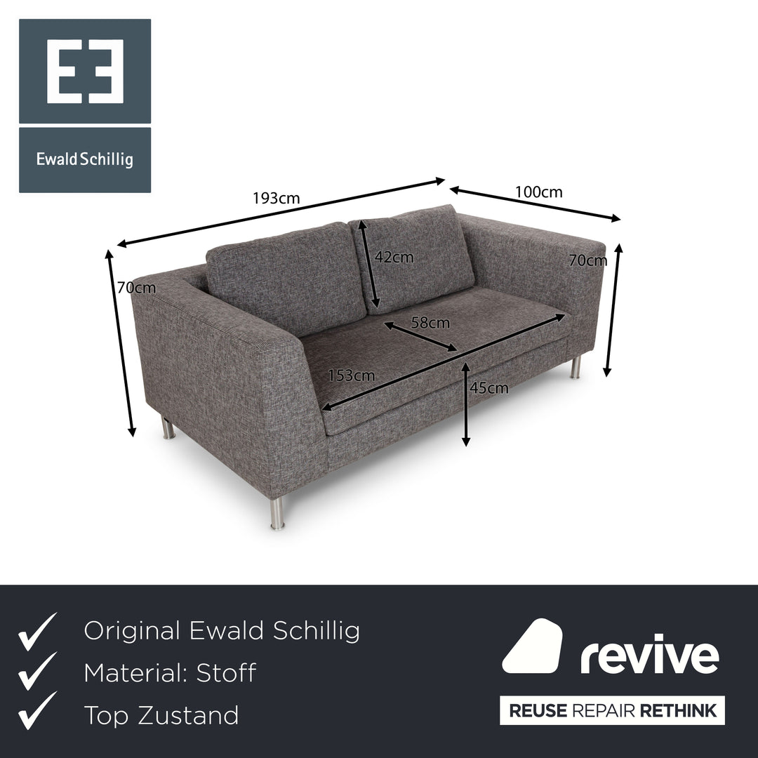 Ewald Schillig Stoff Zweisitzer Grau Sofa Couch