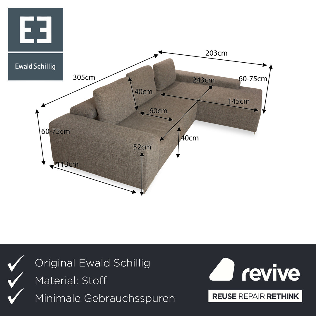 Ewald Schillig Topas Stoff Ecksofa Grau Recamiere Rechts Sofa Couch