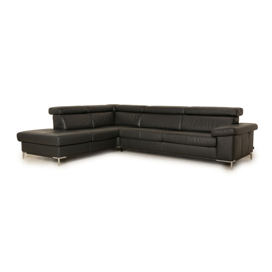 Ewald Schillig Tyra Leather Corner Sofa Gray Manual Function Sofa Couch
