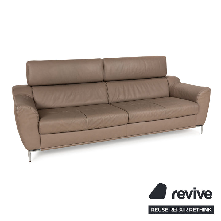 Ewald Schillig Tyra Leder Sofa Garnitur Braun manuelle Funktion Zweisitzer Dreisitzer