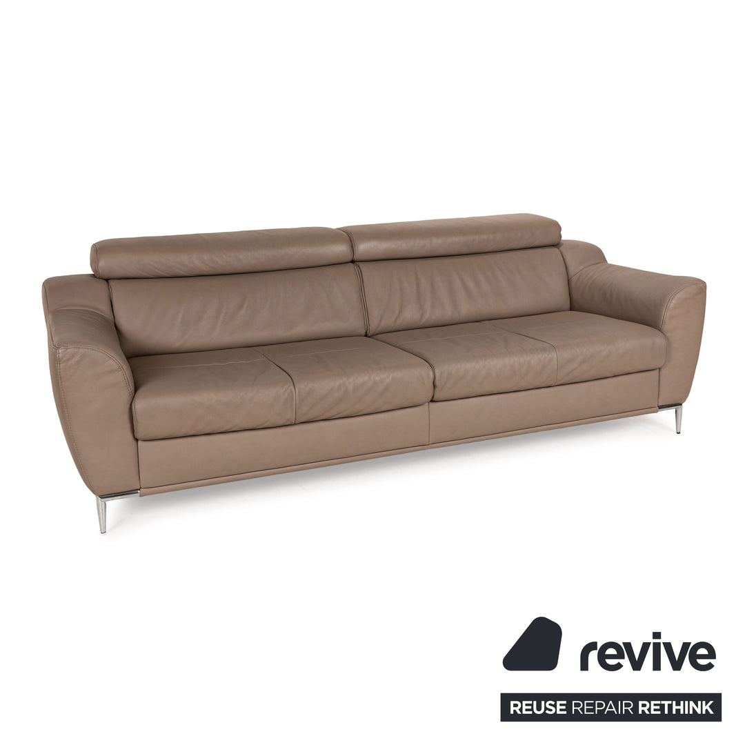 Ewald Schillig Tyra Leder Sofa Garnitur Braun manuelle Funktion Zweisitzer Dreisitzer