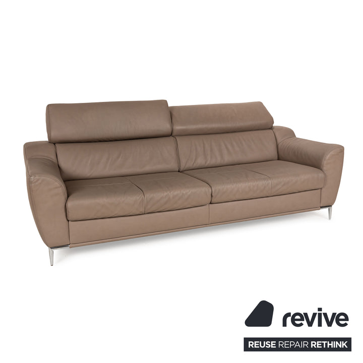 Ewald Schillig Tyra Leder Sofa Garnitur Braun manuelle Funktion Zweisitzer Dreisitzer