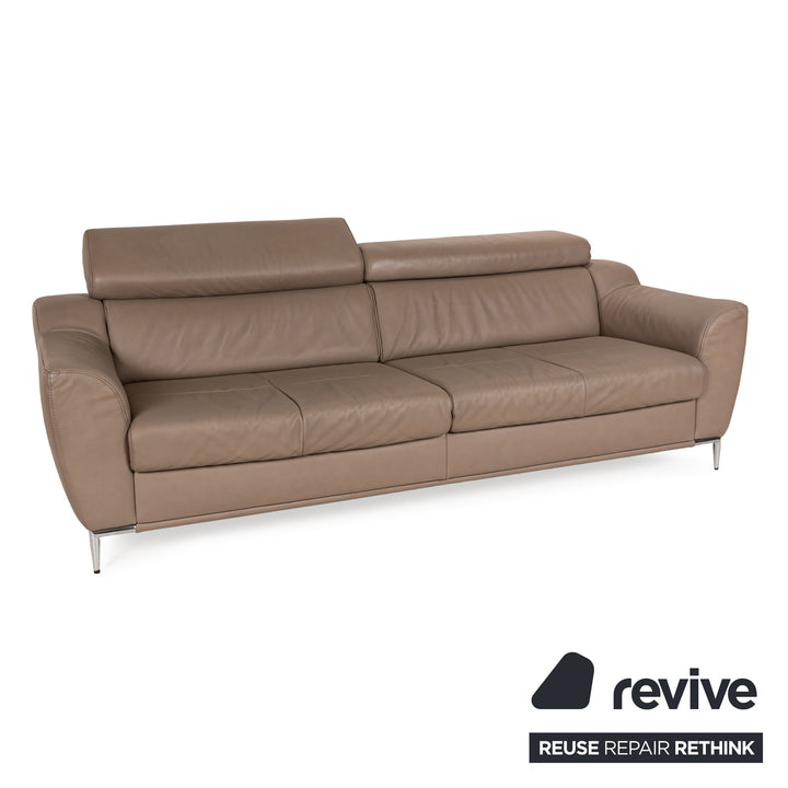 Ewald Schillig Tyra Leder Sofa Garnitur Braun manuelle Funktion Zweisitzer Dreisitzer