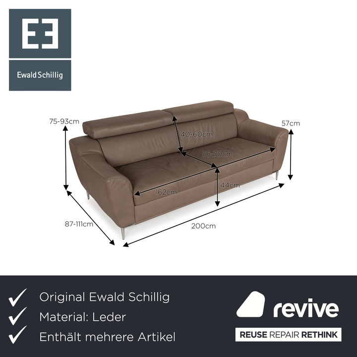 Ewald Schillig Tyra Leder Sofa Garnitur Braun manuelle Funktion Zweisitzer Dreisitzer