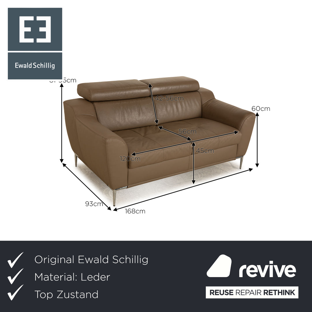 Ewald Schillig Tyra Leder Zweisitzer Braun Taupe manuelle Funktion Sofa Couch