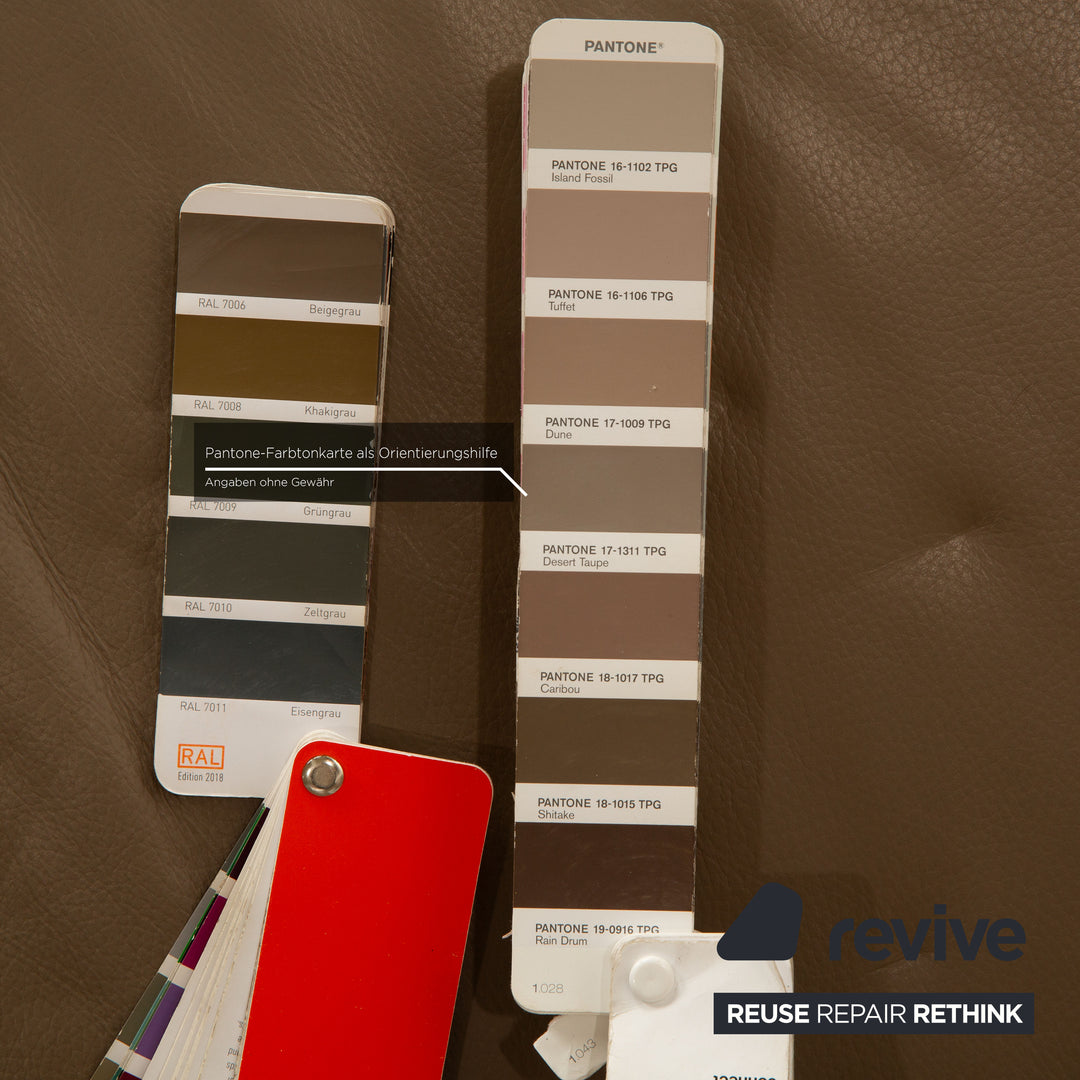 Ewald Schillig Vario Leder Sofa Garnitur Grau Taupe  Dreisitzer Zweisitzer Sofa Couch