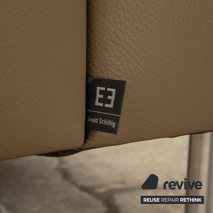 Ewald Schillig Vario Leder Sofa Garnitur Grau Taupe  Dreisitzer Zweisitzer Sofa Couch