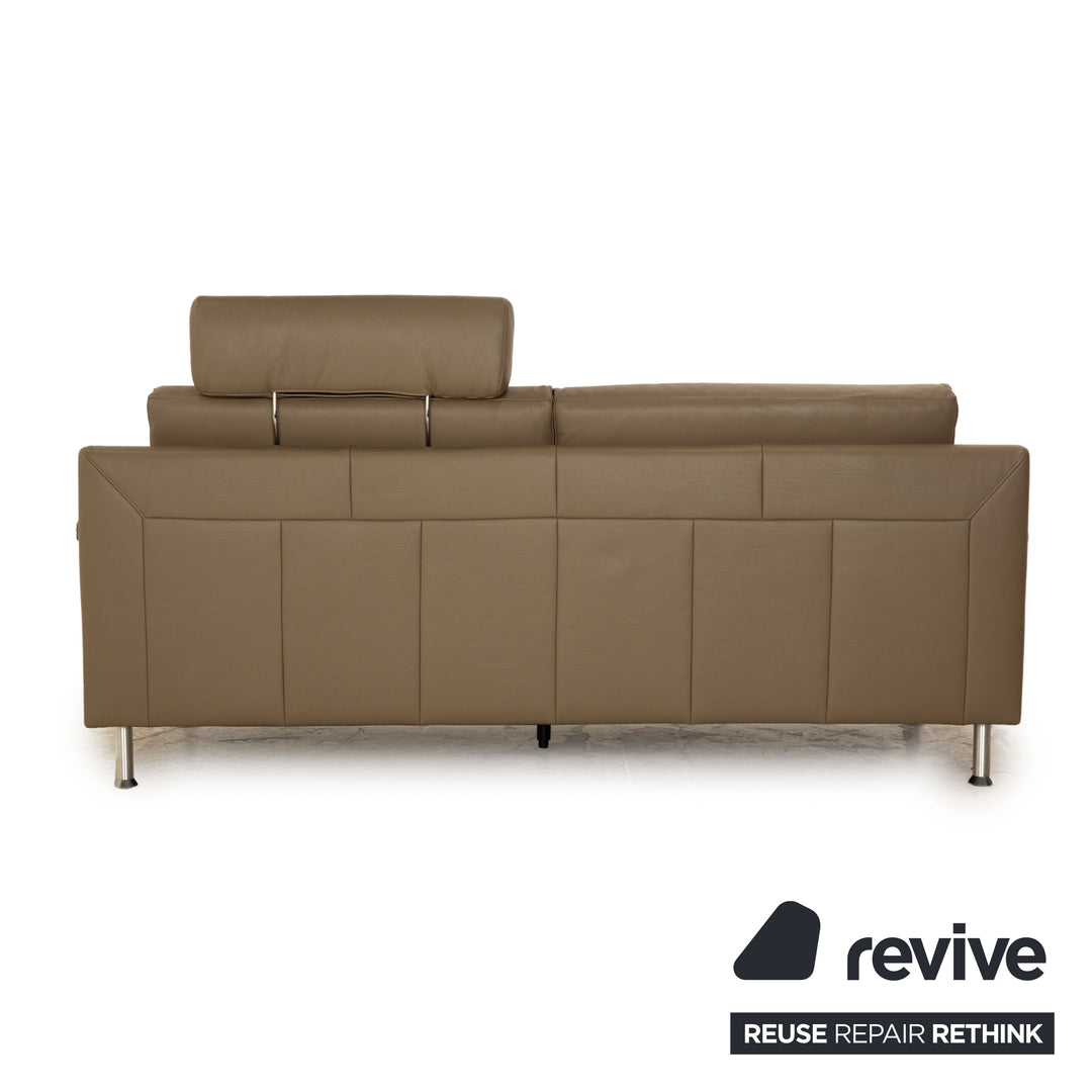 Ewald Schillig Vario Leder Sofa Garnitur Grau Taupe  Dreisitzer Zweisitzer Sofa Couch
