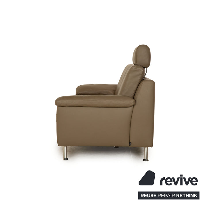 Ewald Schillig Vario Leder Sofa Garnitur Grau Taupe  Dreisitzer Zweisitzer Sofa Couch