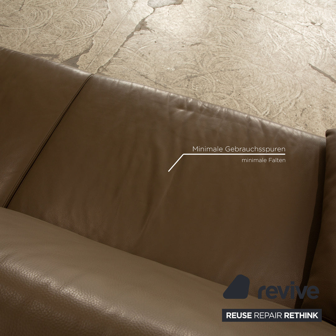 Ewald Schillig Vario Leder Sofa Garnitur Grau Taupe  Dreisitzer Zweisitzer Sofa Couch