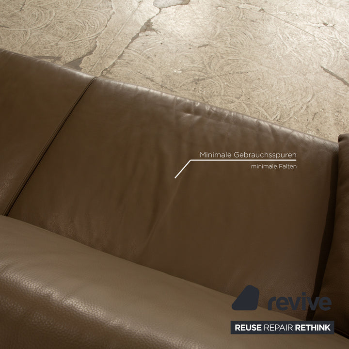 Ewald Schillig Vario Leder Sofa Garnitur Grau Taupe  Dreisitzer Zweisitzer Sofa Couch