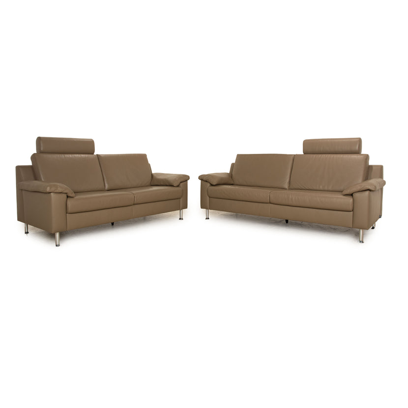 Ewald Schillig Vario Leather Sofa Set Gray Taupe Three Seater Two Seater Sofa Couch