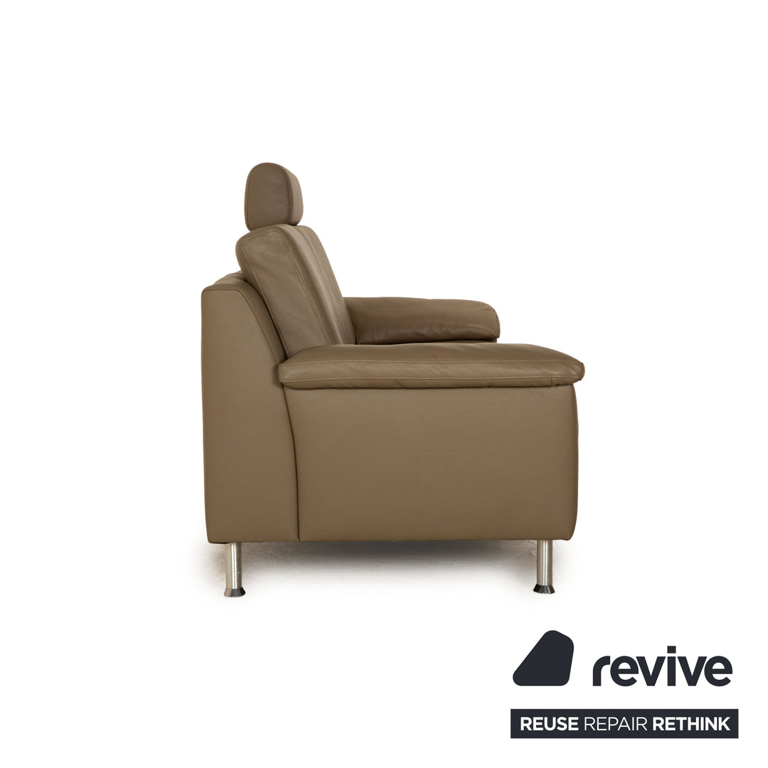 Ewald Schillig Vario Leder Sofa Garnitur Grau Taupe  Dreisitzer Zweisitzer Sofa Couch