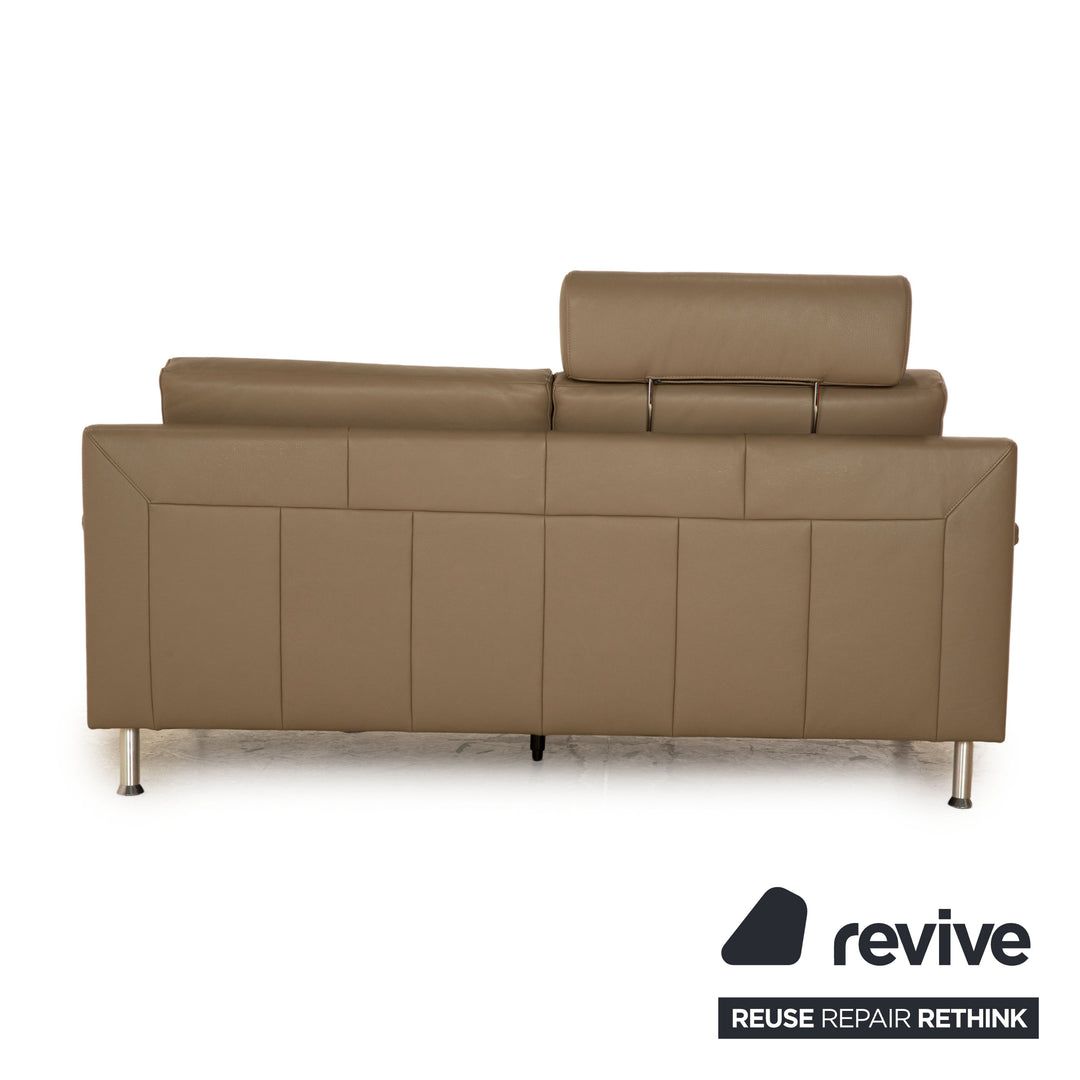 Ewald Schillig Vario Leder Zweisitzer Grau Taupe Sofa Couch