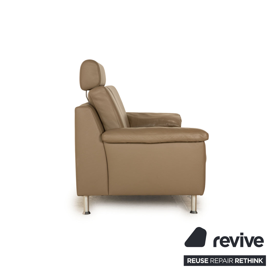 Ewald Schillig Vario Leder Zweisitzer Grau Taupe Sofa Couch