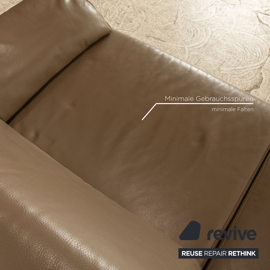 Ewald Schillig Vario Leder Zweisitzer Grau Taupe Sofa Couch