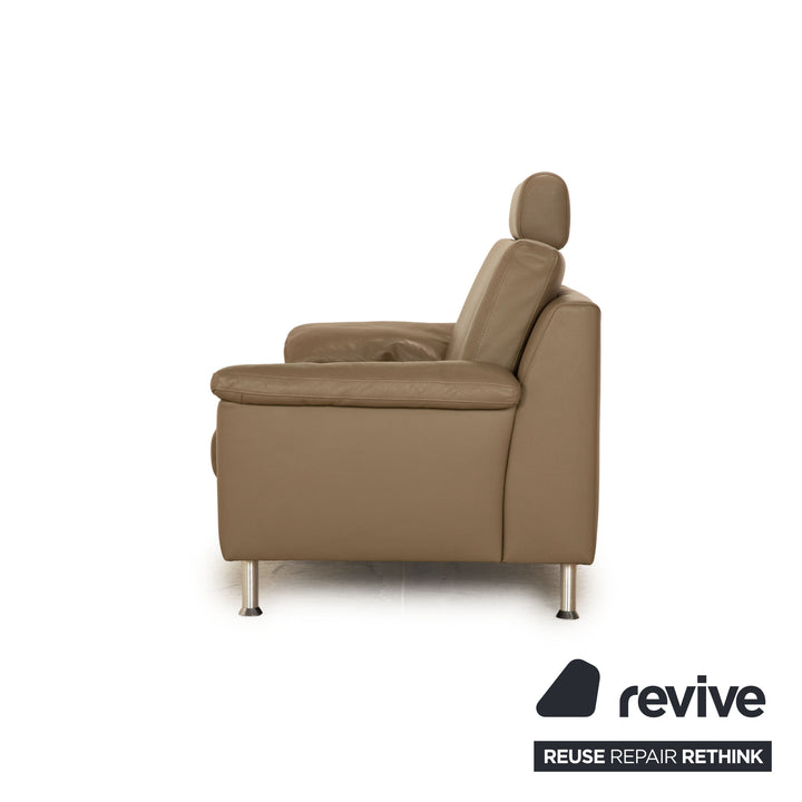Ewald Schillig Vario Leder Zweisitzer Grau Taupe Sofa Couch
