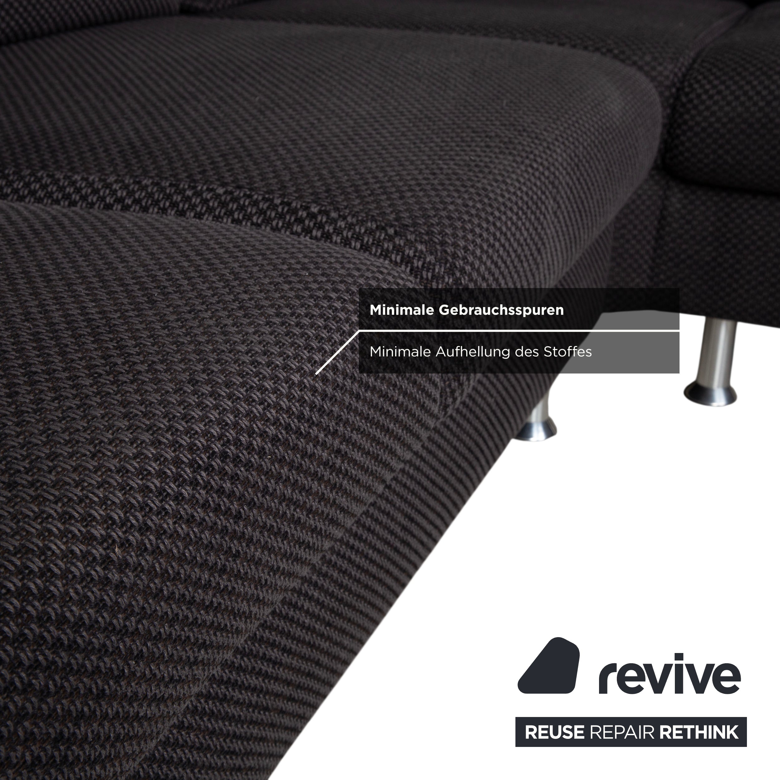 Ewald Schillig Vario Stoff Ecksofa Grau Braun Recamiere Links