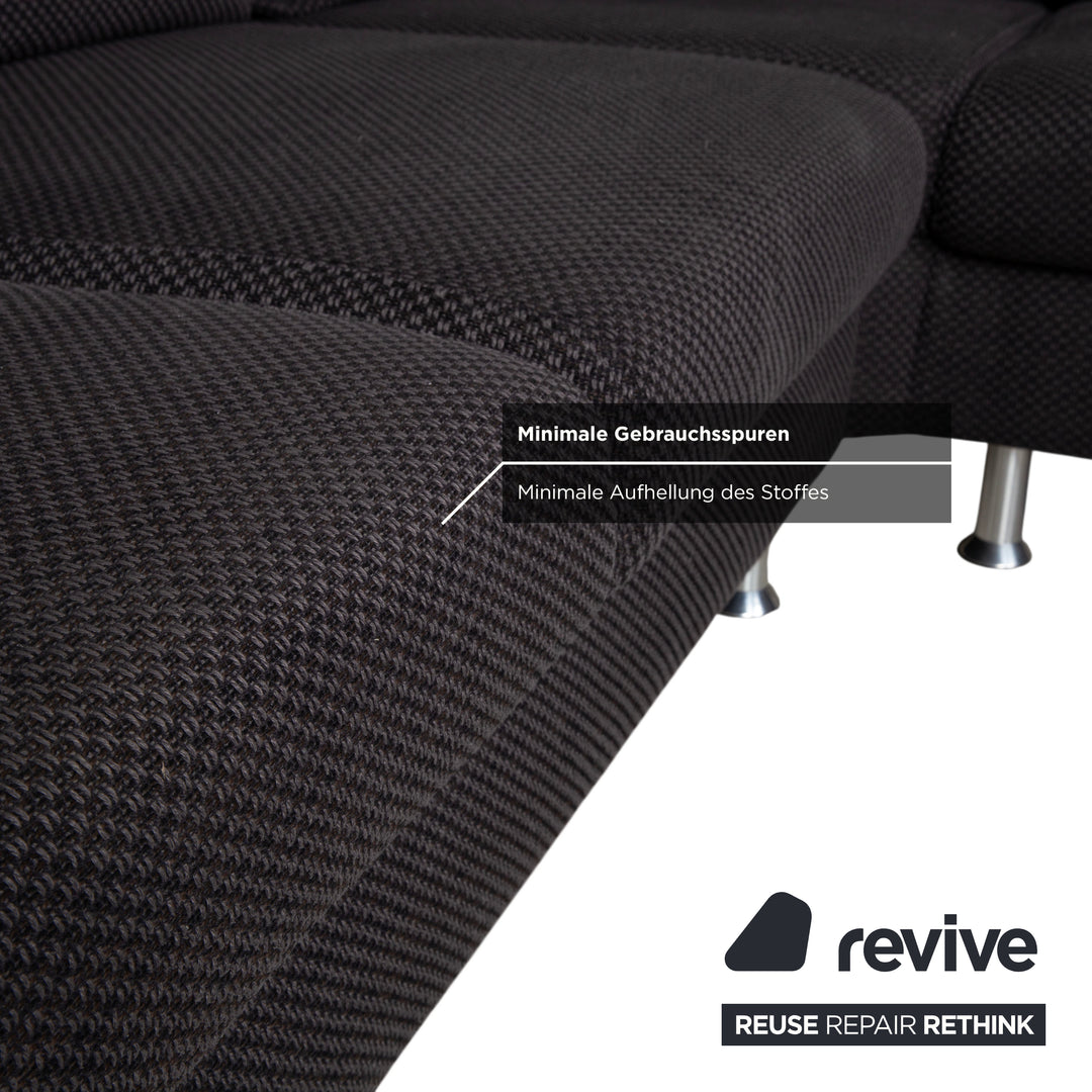 Ewald Schillig Vario Stoff Ecksofa Grau Braun Recamiere Links
