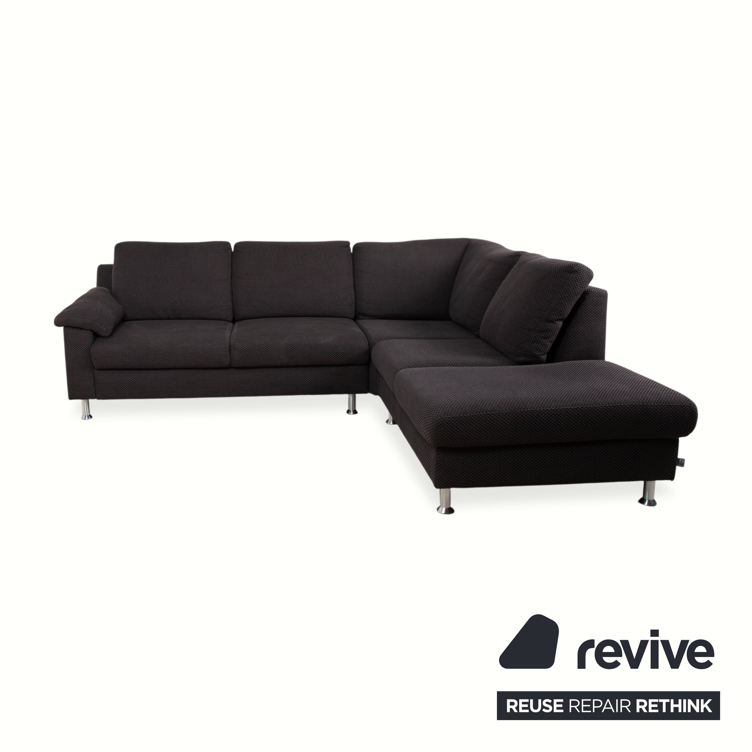 Ewald Schillig Vario Stoff Ecksofa Grau Braun Recamiere Links