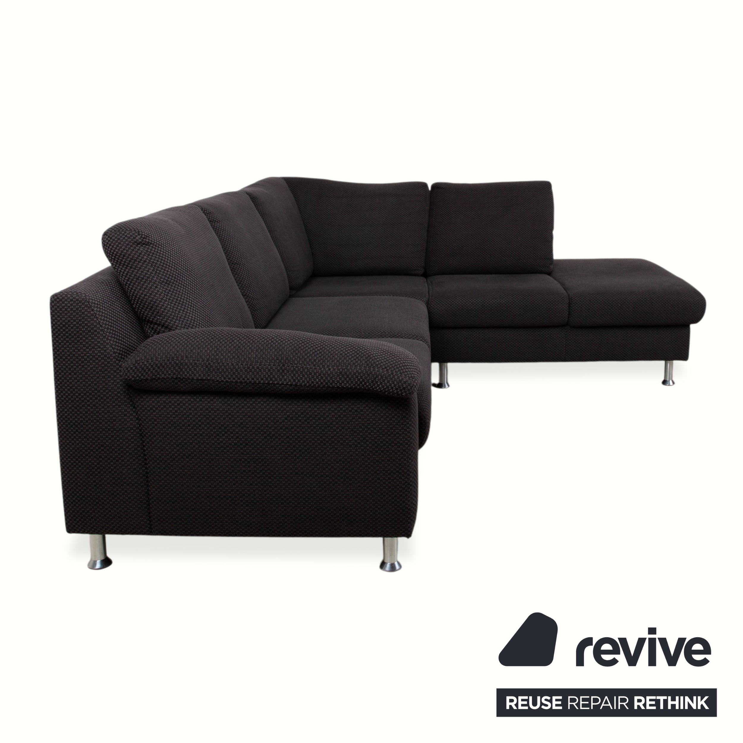 Ewald Schillig Vario Stoff Ecksofa Grau Braun Recamiere Links