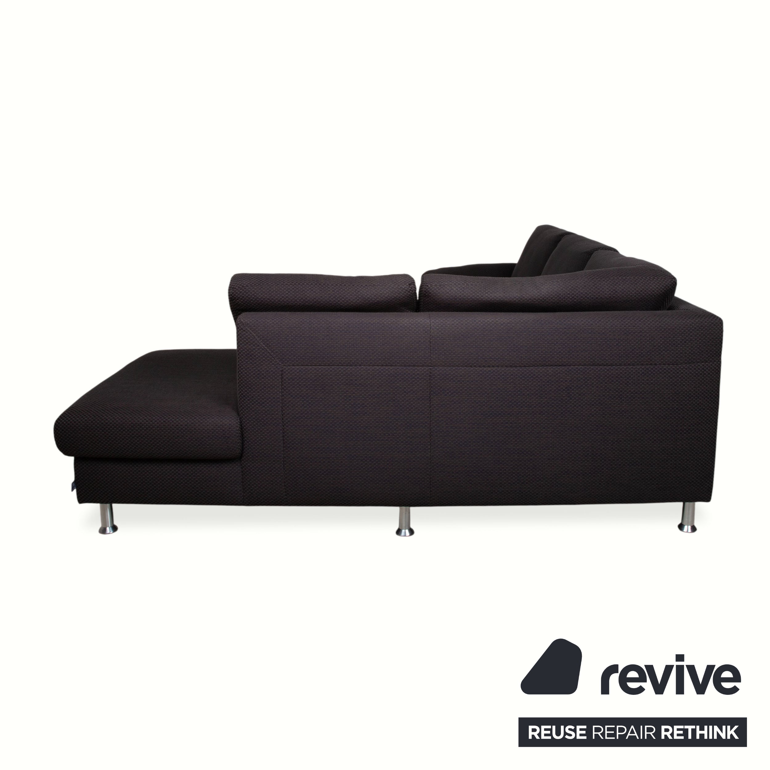Canapé d'angle Ewald Schillig Vario en tissu gris-brun avec méridienne à gauche