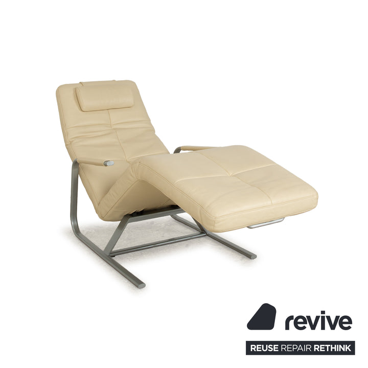 Ewald Schillig Vita Leather Lounger Cream Relax Function
